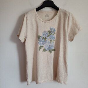 Ladies SZ L J Crew Factory Tan Hydrangea Graphic T-Shirt